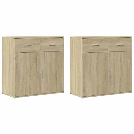 Buffets 2 pcs chêne sonoma 79x38x80 cm bois d'ingénierie 2