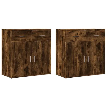 Buffets 2 pcs chêne fumé 79x38x80 cm bois d'ingénierie 2