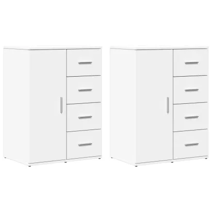 Buffets 2 pcs blanc 59x39x80 cm bois d'ingénierie 2