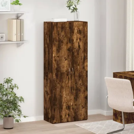 Armoire de classement chêne fumé 60x32x153 cm bois d'ingénierie