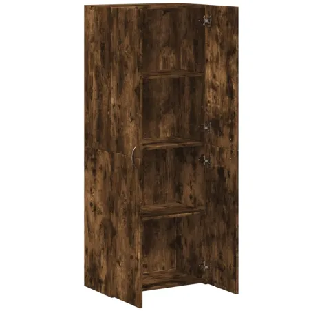 Armoire de classement chêne fumé 60x32x153 cm bois d'ingénierie
