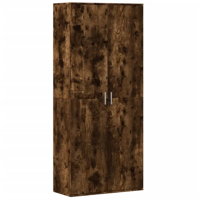 Buffet haut chêne fumé 80x35x180 cm bois d'ingénierie