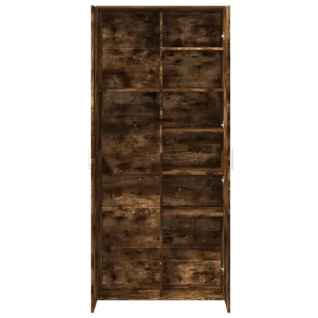 Buffet haut chêne fumé 80x35x180 cm bois d'ingénierie