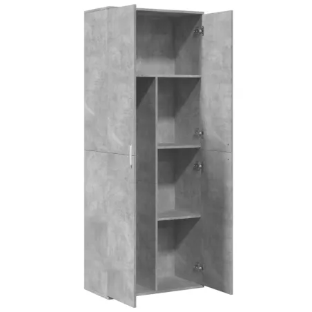 Buffet haut gris béton 70x35x180 cm bois d'ingénierie