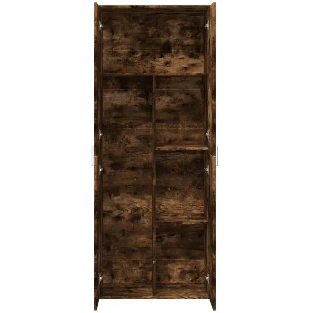 Buffet haut chêne fumé 70x35x180 cm bois d'ingénierie