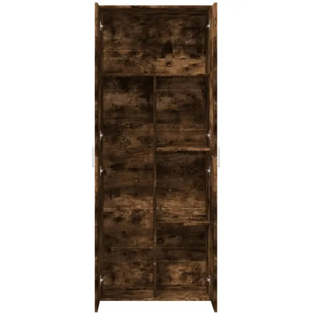 Buffet haut chêne fumé 70x35x180 cm bois d'ingénierie