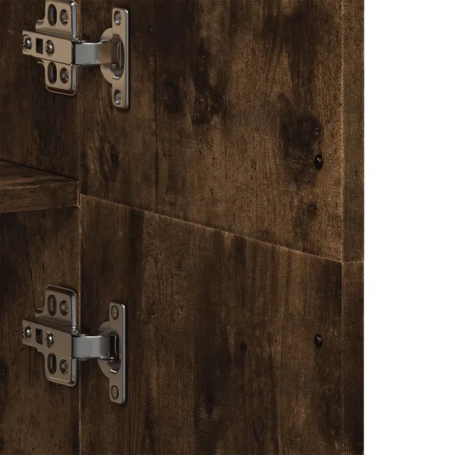 Buffet haut chêne fumé 70x35x180 cm bois d'ingénierie