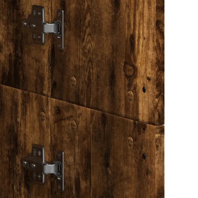 Buffet haut chêne fumé 60x35x180 cm bois d'ingénierie