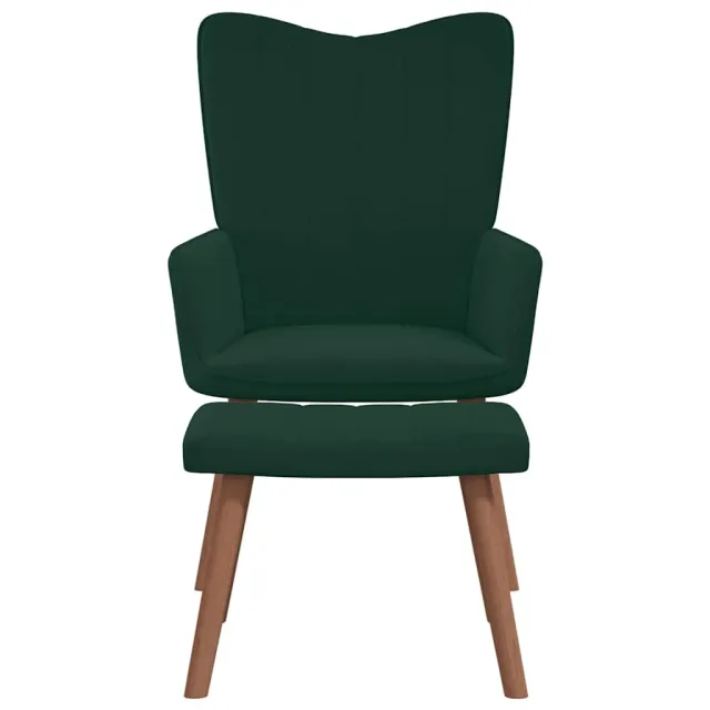 Chaise de relaxation avec repose-pied Vert foncé Velours