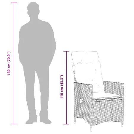 Ensemble à manger de jardin 9pcs coussins noir résine tressée