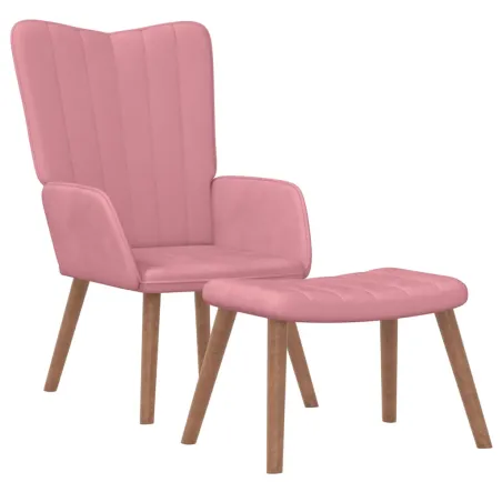 Chaise de relaxation avec repose-pied Rose Velours
