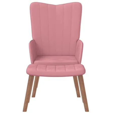 Chaise de relaxation avec repose-pied Rose Velours