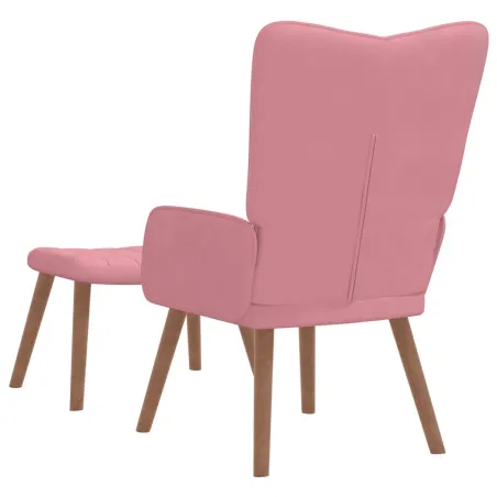 Chaise de relaxation avec repose-pied Rose Velours