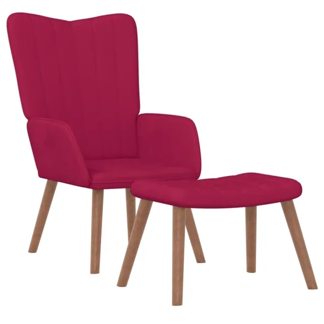 Chaise de relaxation avec repose-pied Rouge bordeaux Velours