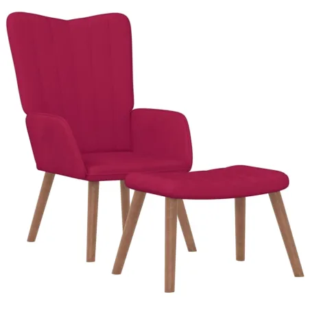 Chaise de relaxation avec repose-pied Rouge bordeaux Velours