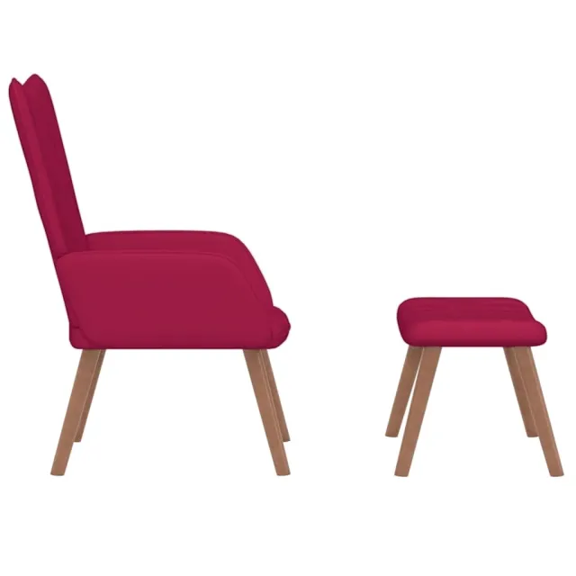 Chaise de relaxation avec repose-pied Rouge bordeaux Velours