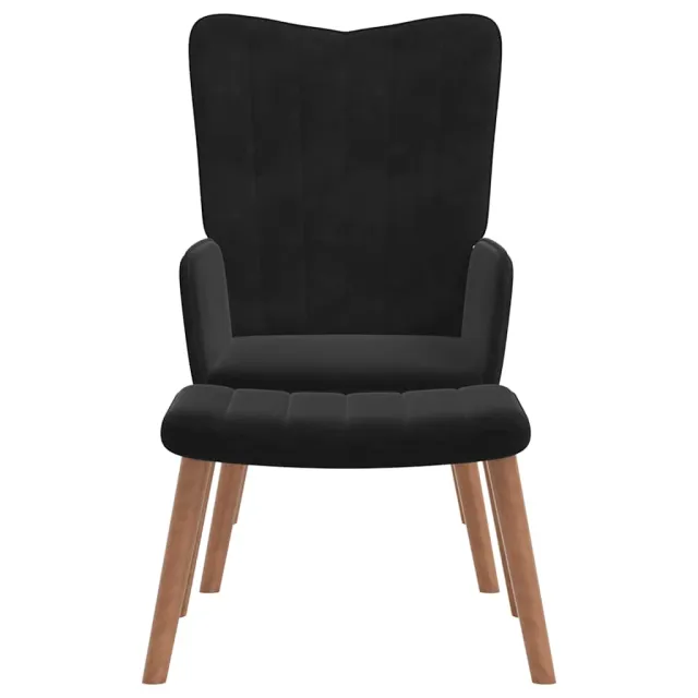Chaise de relaxation avec repose-pied Noir Velours