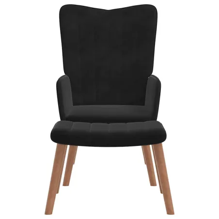Chaise de relaxation avec repose-pied Noir Velours