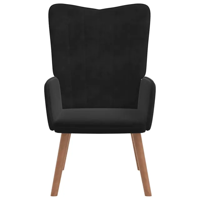 Chaise de relaxation avec repose-pied Noir Velours