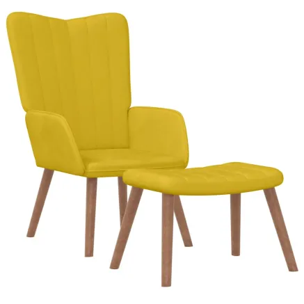 Chaise de relaxation avec repose-pied Jaune moutarde Velours 2