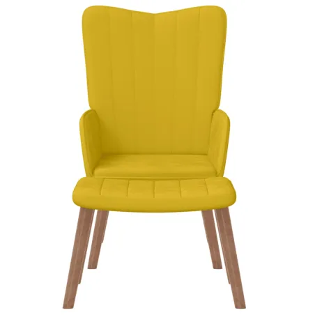 Chaise de relaxation avec repose-pied Jaune moutarde Velours