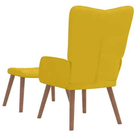 Chaise de relaxation avec repose-pied Jaune moutarde Velours
