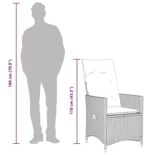 Ensemble à manger de jardin 5 pcs coussins gris résine tressée