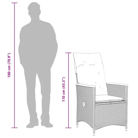 Ensemble à manger de jardin coussins 5pcs Noir Résine tressée