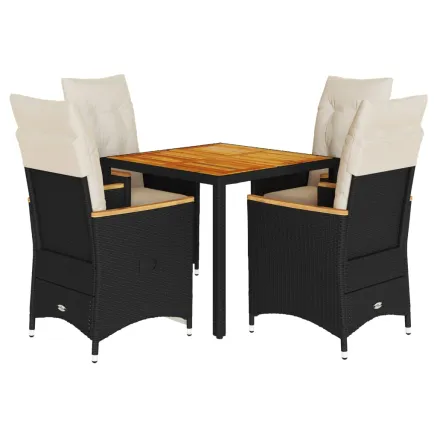 Ensemble à manger de jardin coussins 5pcs Noir Résine tressée 2