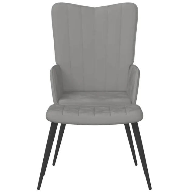 Chaise de relaxation avec repose-pied Gris clair Velours