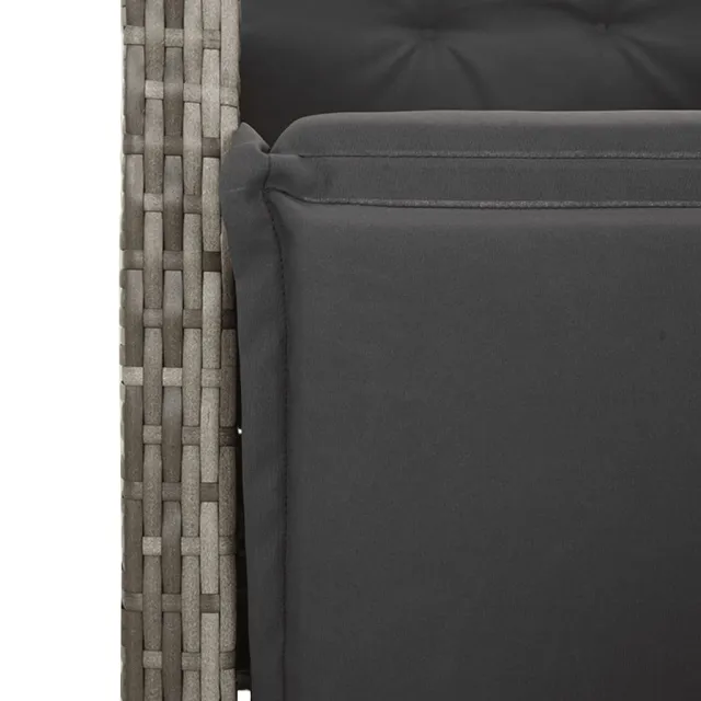 Ensemble de bistro de jardin 3 pcs coussins gris poly rotin