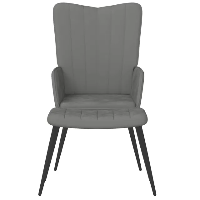 Chaise de relaxation avec repose-pied Gris foncé Velours