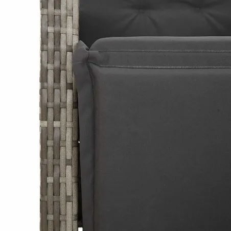 Ensemble de bistro de jardin 9 pcs coussins gris poly rotin