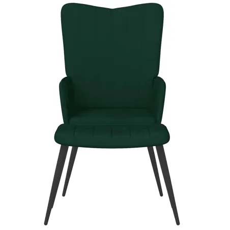 Chaise de relaxation avec tabouret Vert foncé Velours