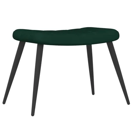 Chaise de relaxation avec tabouret Vert foncé Velours