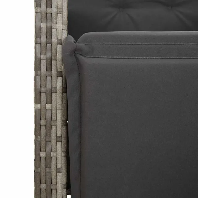 Ensemble de bistro de jardin 9 pcs coussins gris poly rotin