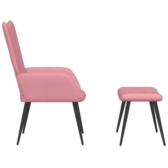 Chaise de relaxation avec tabouret Rose Velours
