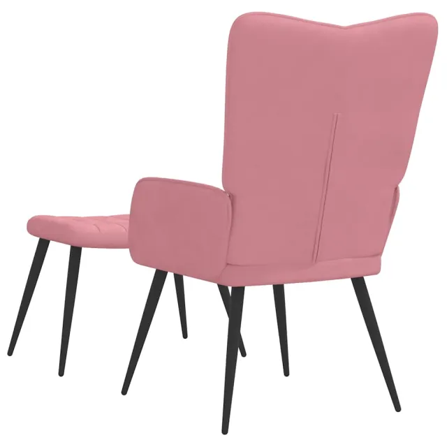 Chaise de relaxation avec tabouret Rose Velours