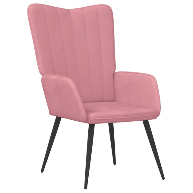 Chaise de relaxation avec tabouret Rose Velours