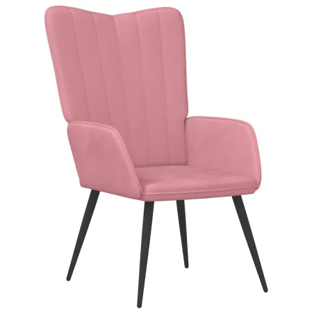 Chaise de relaxation avec tabouret Rose Velours