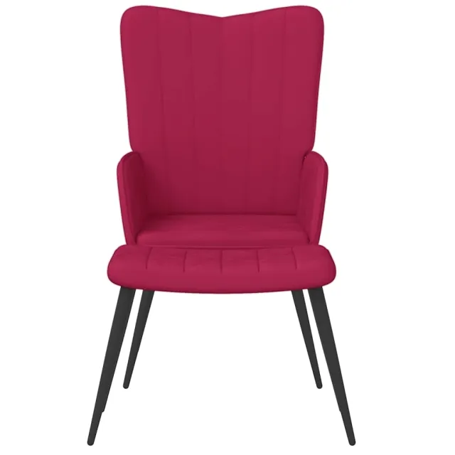 Chaise de relaxation avec tabouret Rouge bordeaux Velours