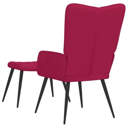 Chaise de relaxation avec tabouret Rouge bordeaux Velours