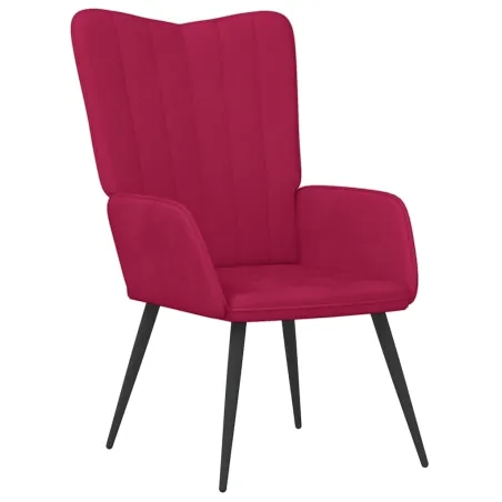 Chaise de relaxation avec tabouret Rouge bordeaux Velours