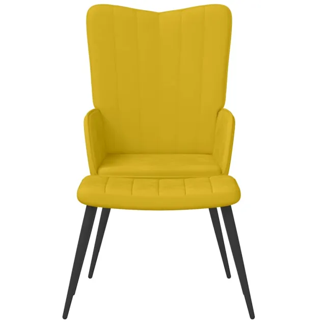 Chaise de relaxation avec tabouret Jaune moutarde Velours