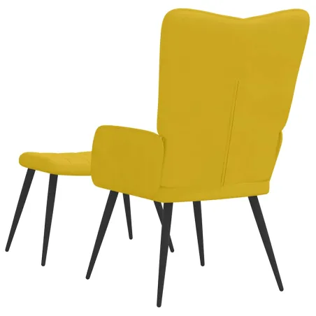 Chaise de relaxation avec tabouret Jaune moutarde Velours