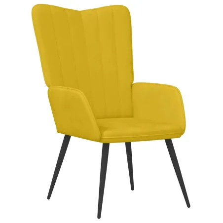 Chaise de relaxation avec tabouret Jaune moutarde Velours