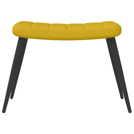 Chaise de relaxation avec tabouret Jaune moutarde Velours