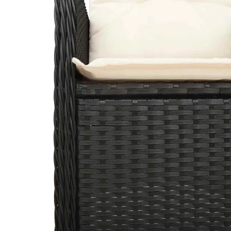 Ensemble de bistro de jardin 3 pcs coussins noir poly rotin
