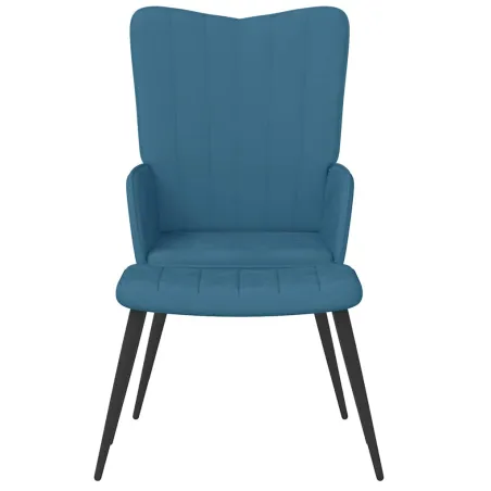 Chaise de relaxation avec tabouret Bleu Velours