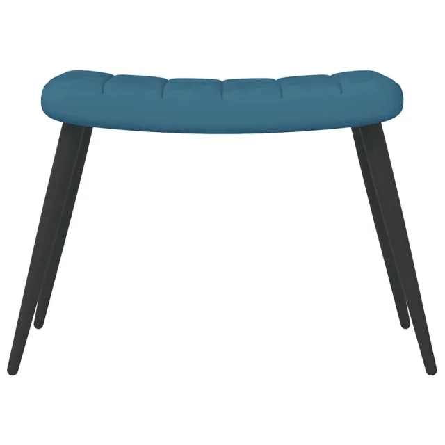 Chaise de relaxation avec tabouret Bleu Velours